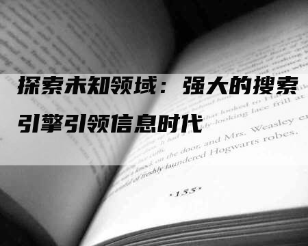 探索未知领域：强大的搜索引擎引领信息时代