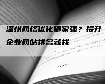 漳州网络优化哪家强？提升企业网站排名就找