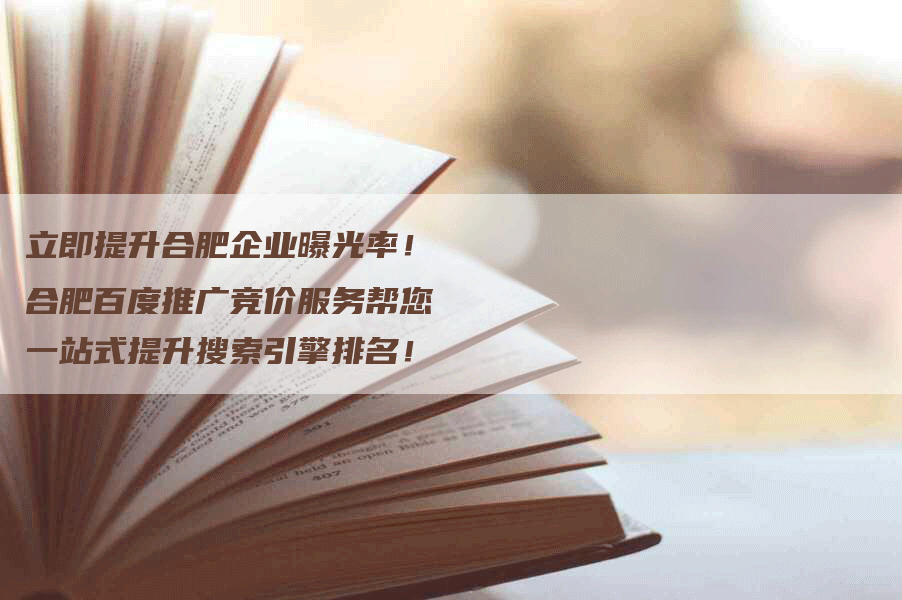 立即提升合肥企业曝光率！合肥百度推广竞价服务帮您一站式提升搜索引擎排名！